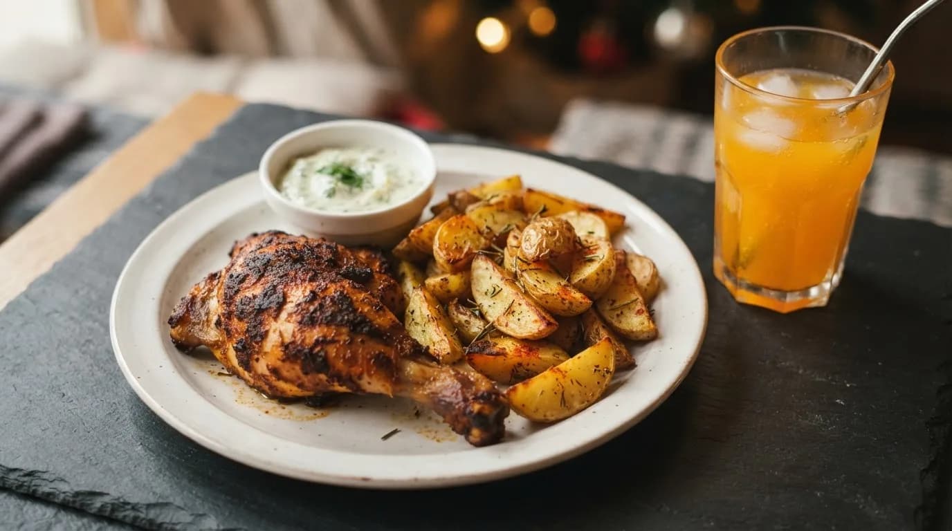 Menu cuisse de poulet braisé
