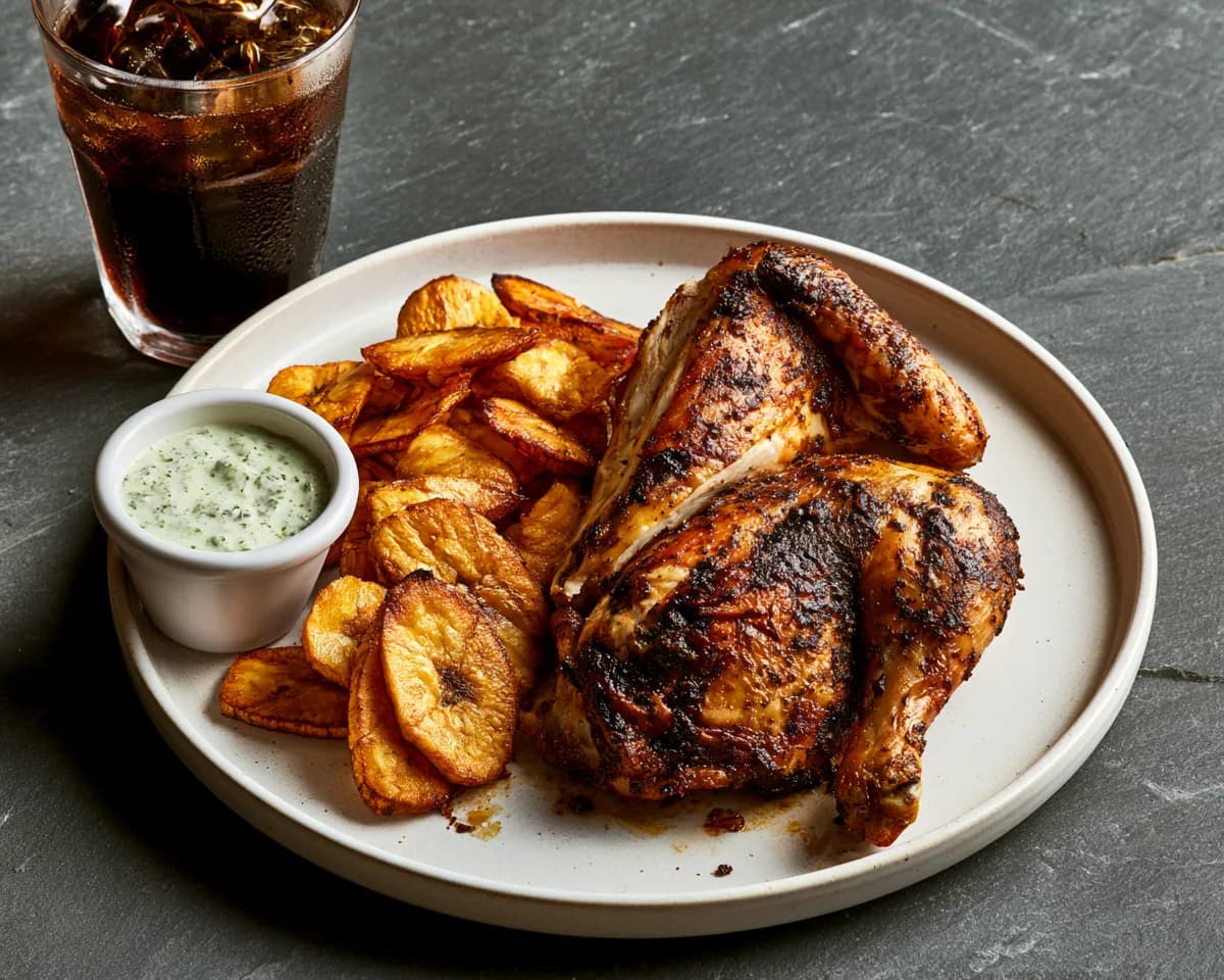 Menu demi-poulet braisé